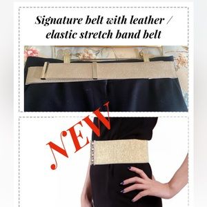 NEW natural color woman belt with leather and elastic stretch band belt
